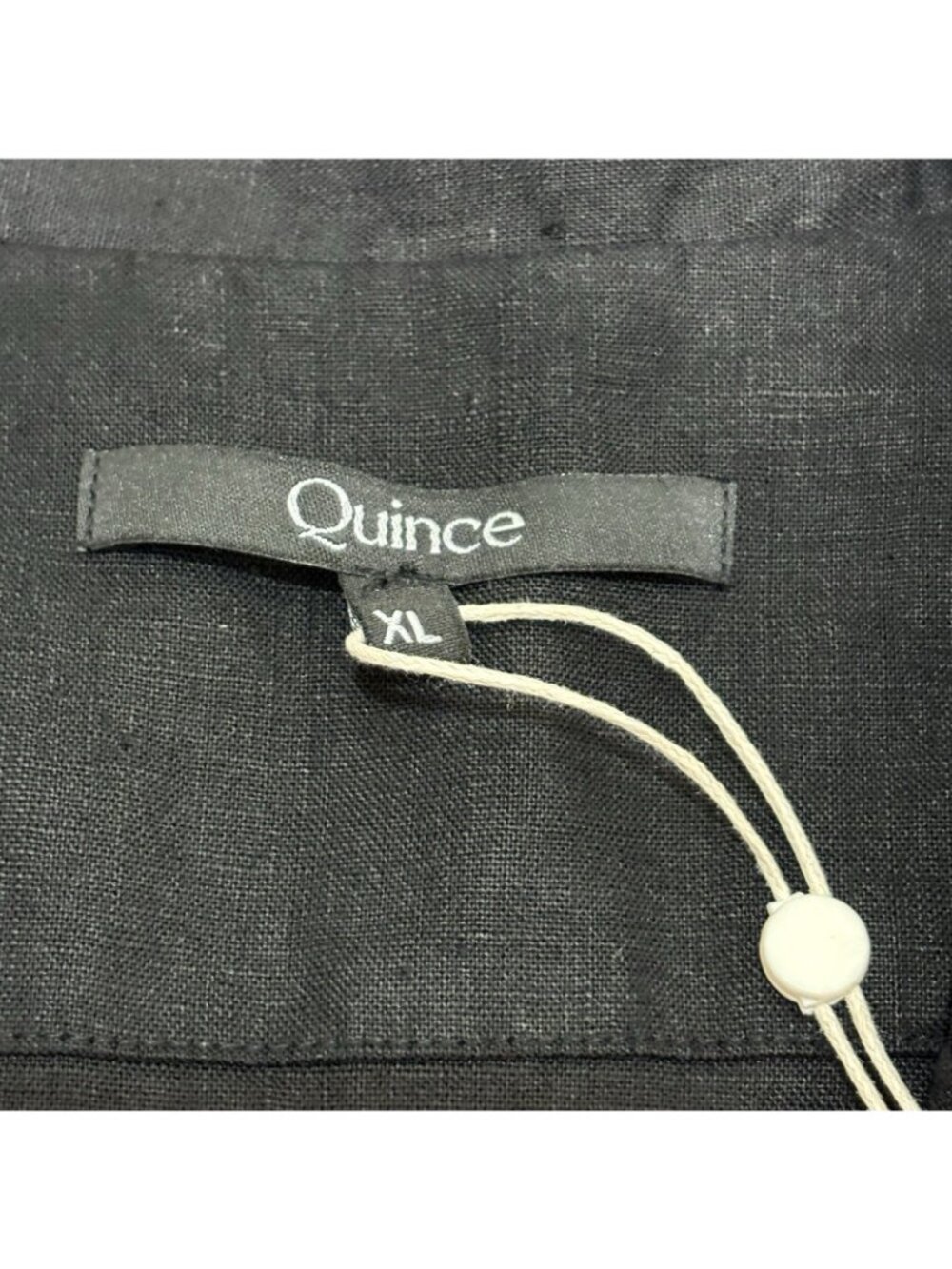 Quince Womens 100% Organic Linen Short Sleeve Shirt Black XL Button Down Boxy - Picture 4 of 5